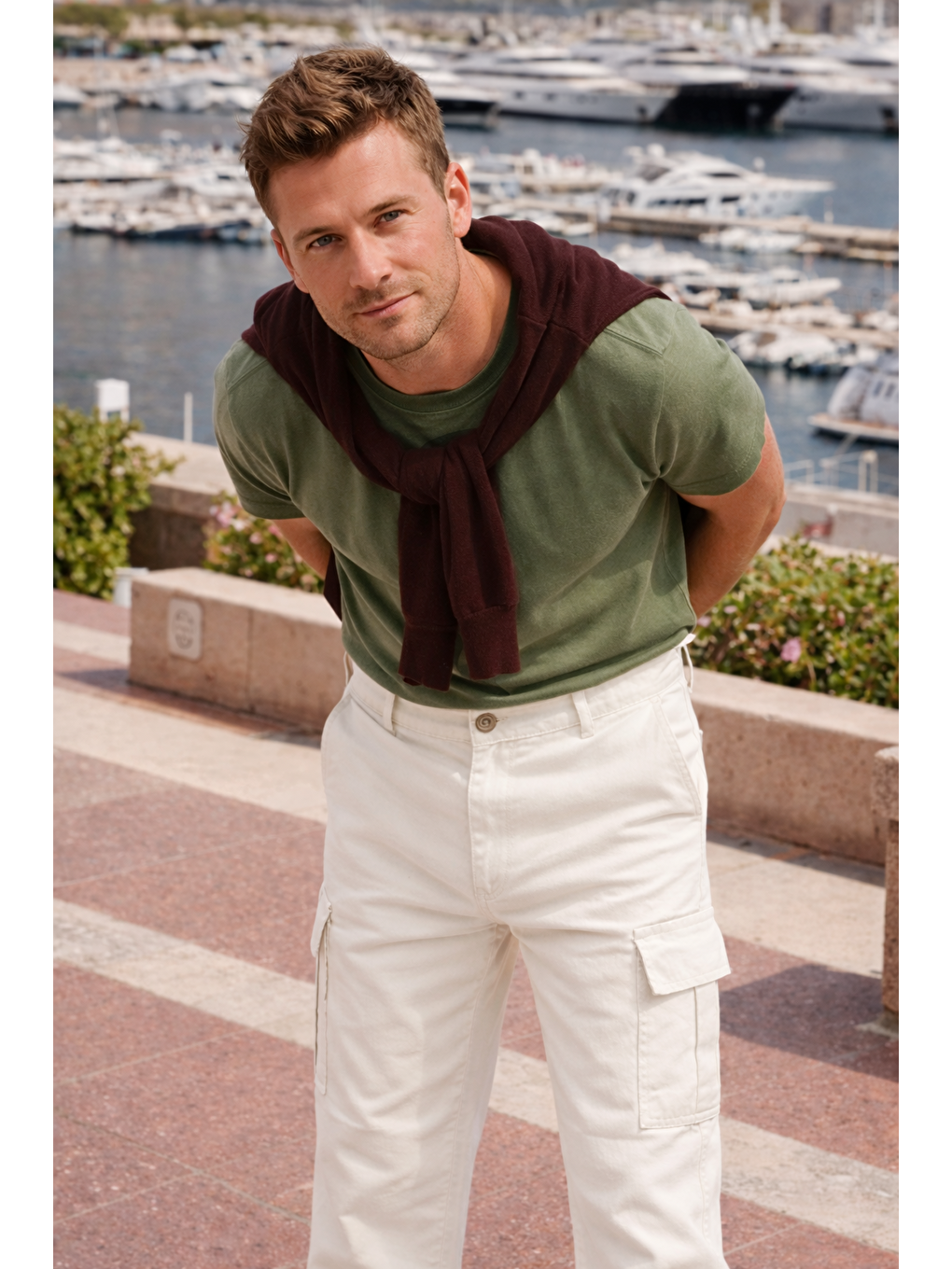 Erkek Relax Fit Beyaz Baggy Kargo Pantolon-4