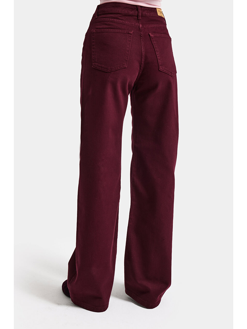 Kadın Bordo Doris 7s6-35 Straight Fit Yüksek Bel %100 Pamuk Denim Jean-5