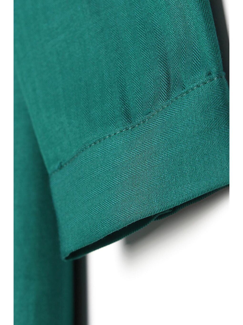Zümrüt Yeşili Basic Gizli Patlı Uzun Gömlek-4