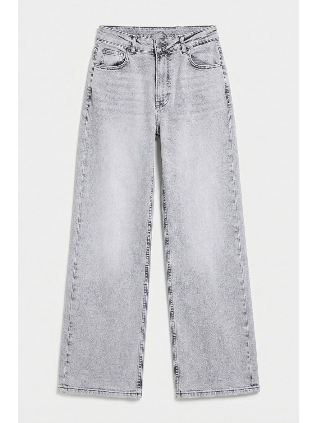 Kadın Gri Renk 4s6-12 Straight Fit Yüksek Bel Elastan Kumaş Denim Jean-1