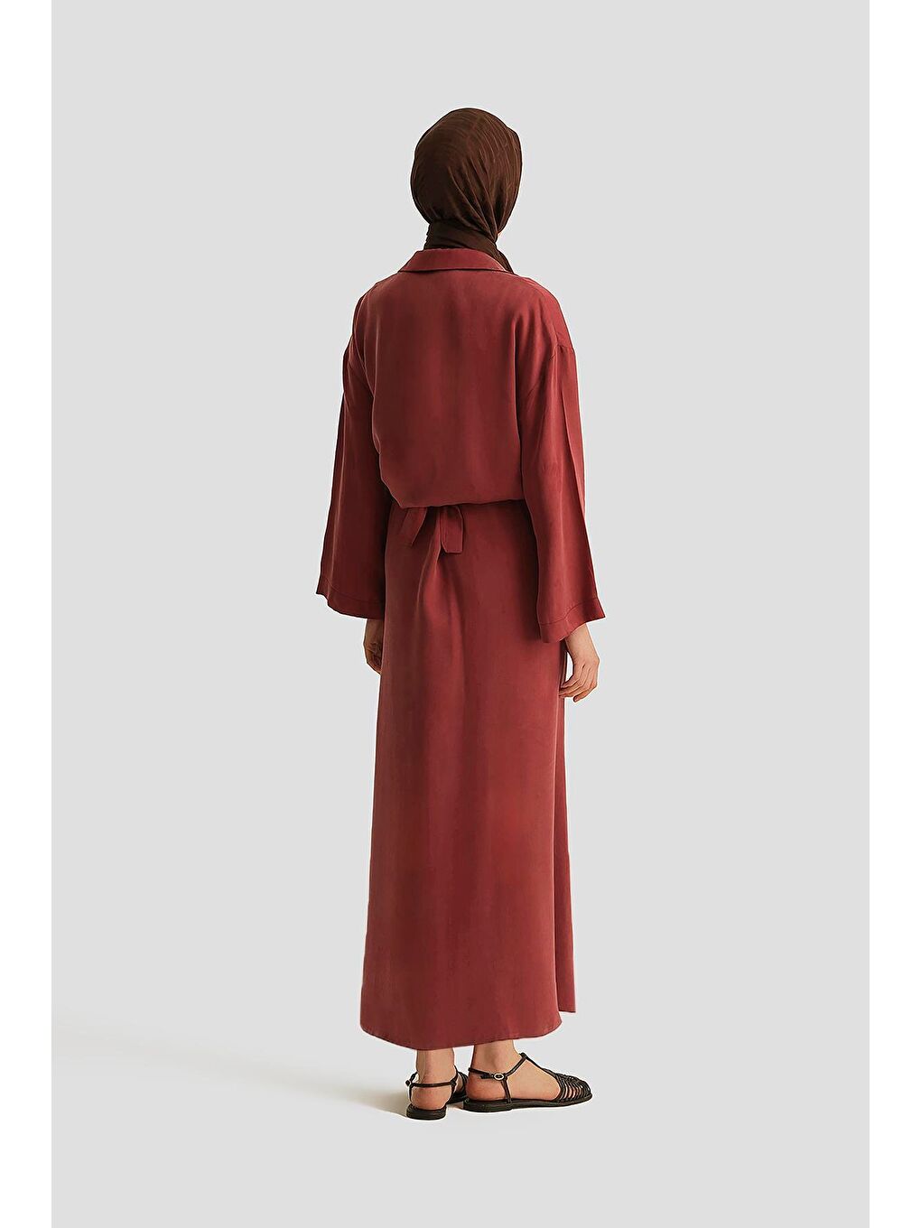 Lyocell Gömlek Elbise Takım 25Yd4253 Bordo-4