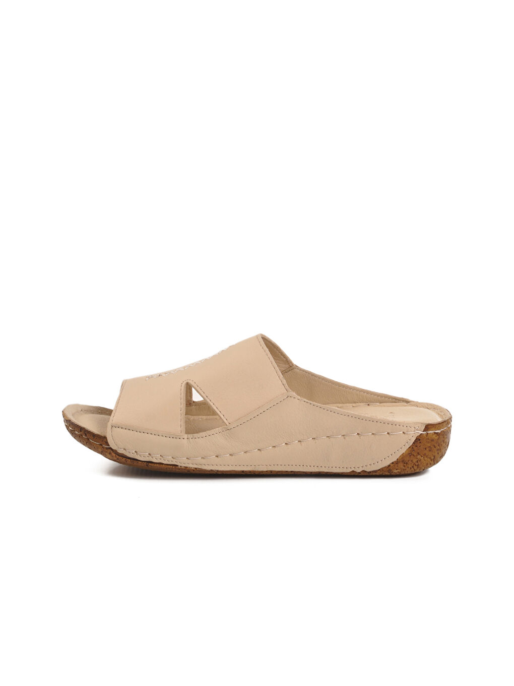 Bej Hakiki Deri Kadın Terlik 012 Z-1