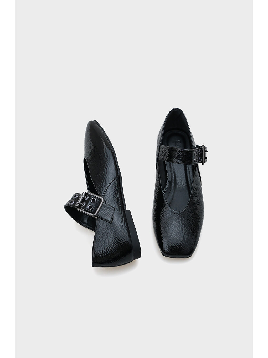 Siyah Arlina Tek Bant Kemerli Kadın Babet-5