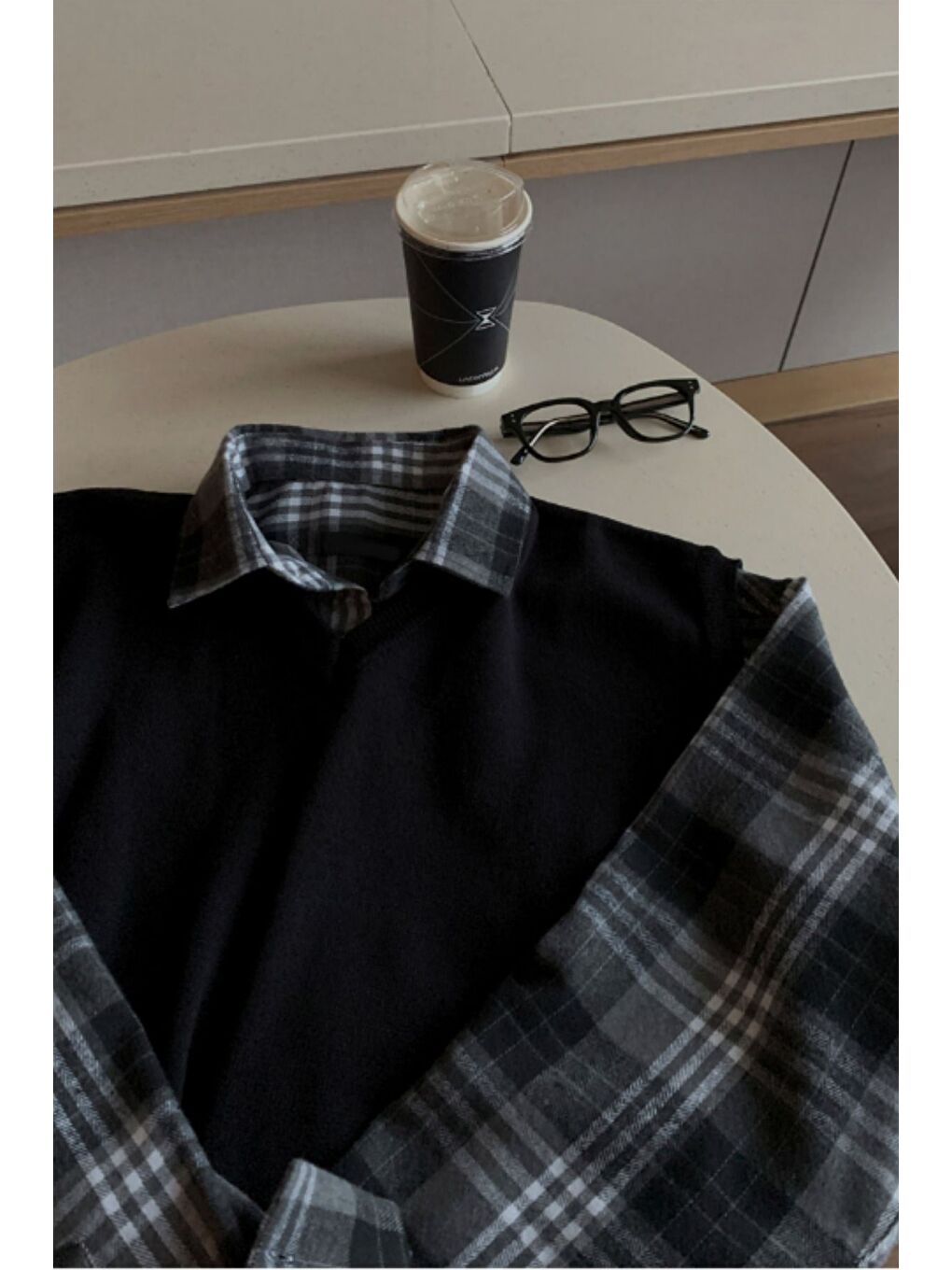 Erkek Siyah V Yaka Oversize Süveter-5