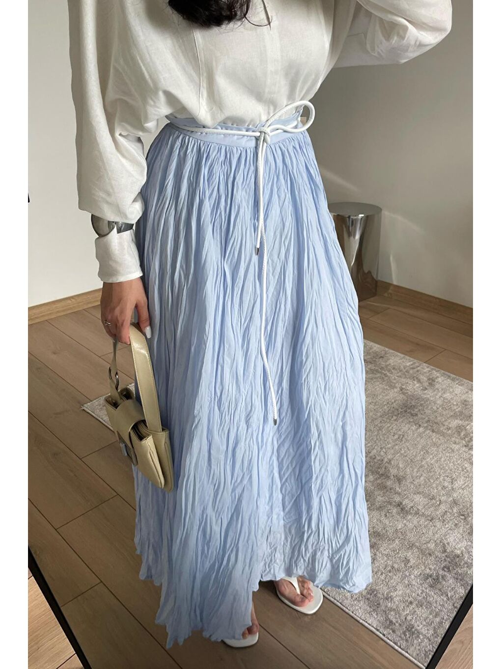 Nora Piliseli Etek Mavi-4