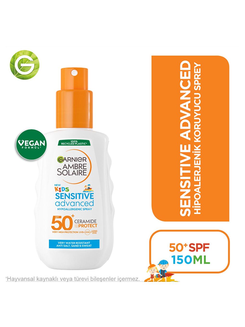 GARNIER Şeffaf Ambre Solaire Çocuk Hipoalerjenik Güneş Koruyucu Sprey SPF 50+ 150 ml