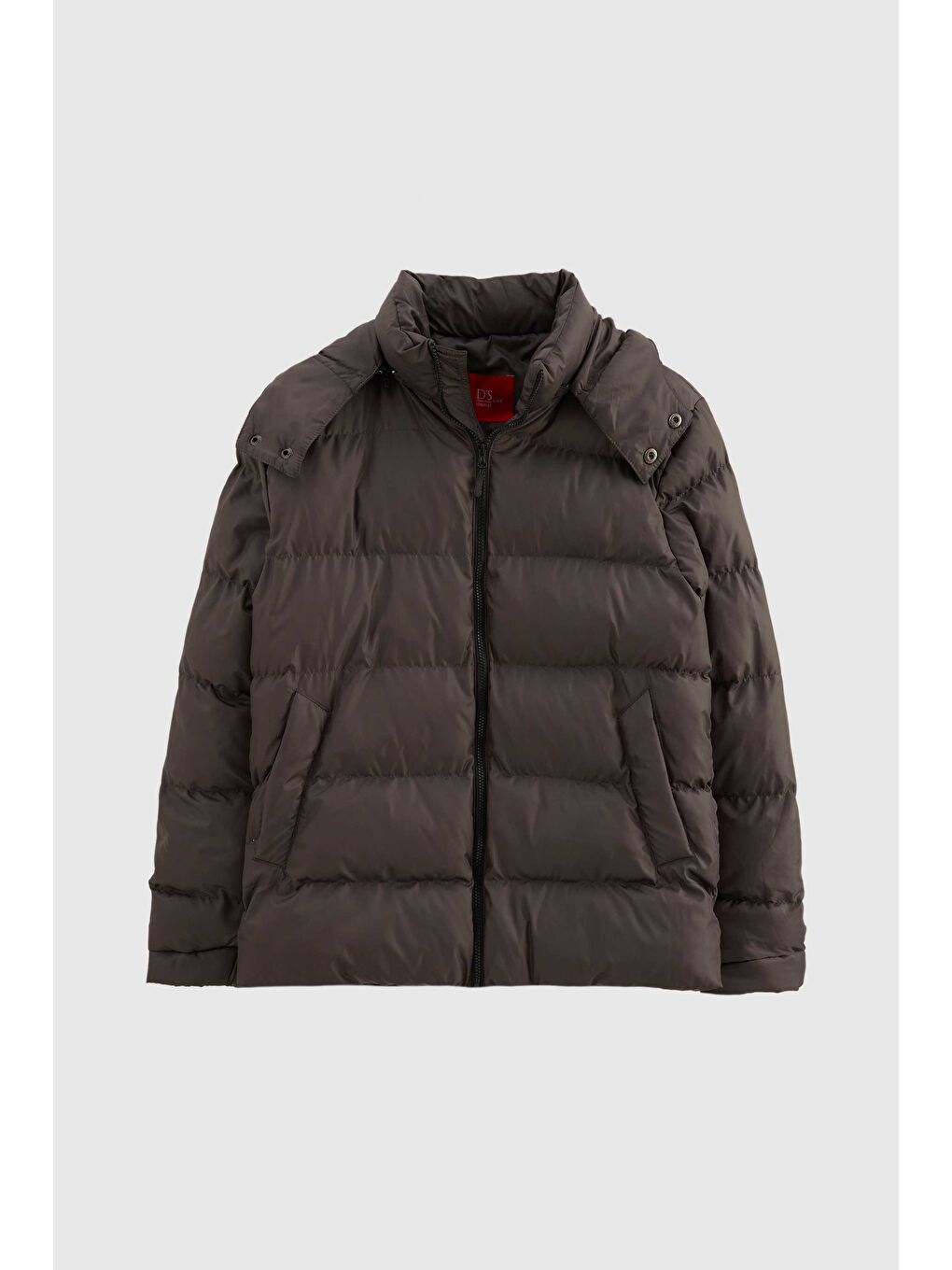 Regular Fit Antrasit Rüzgar Geçirmez Kapüşonlu Kışlık Şişme Mont-4