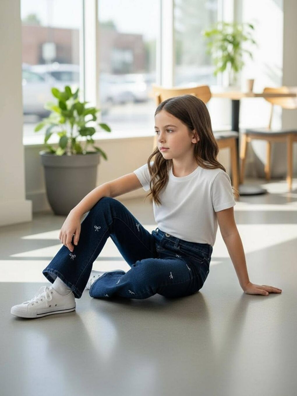 Lacivert Kiz Çoçuk Regular Pamuklu Denim Pantolon Jean-1