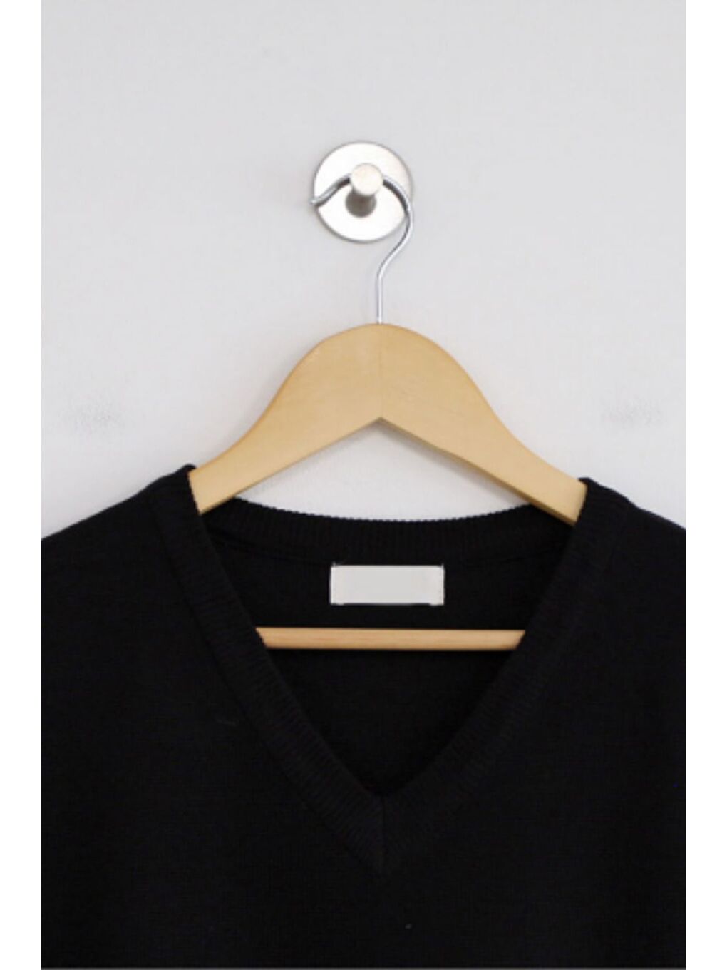 Erkek Siyah V Yaka Oversize Süveter-7