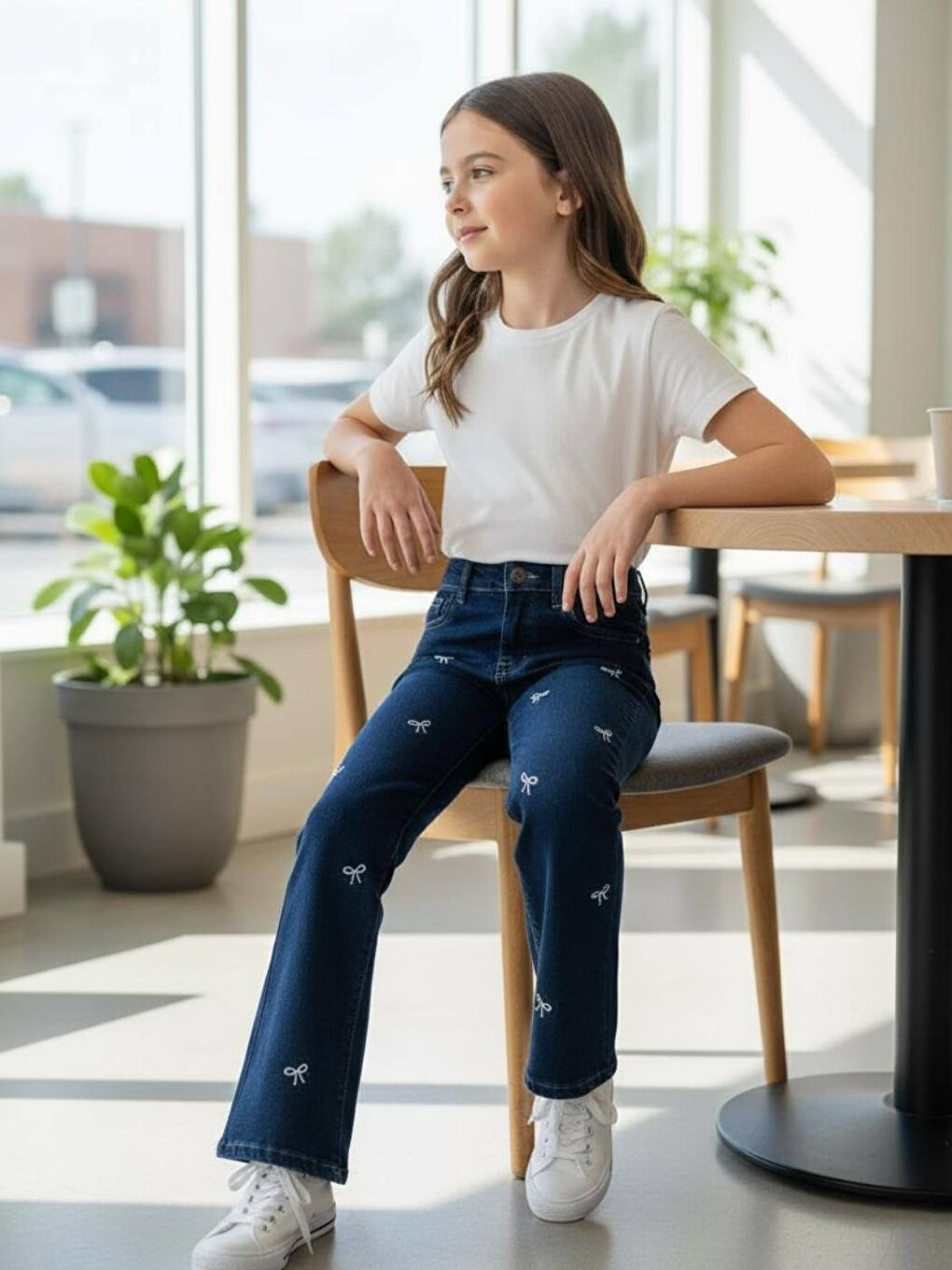 Lacivert Kiz Çoçuk Regular Pamuklu Denim Pantolon Jean-2