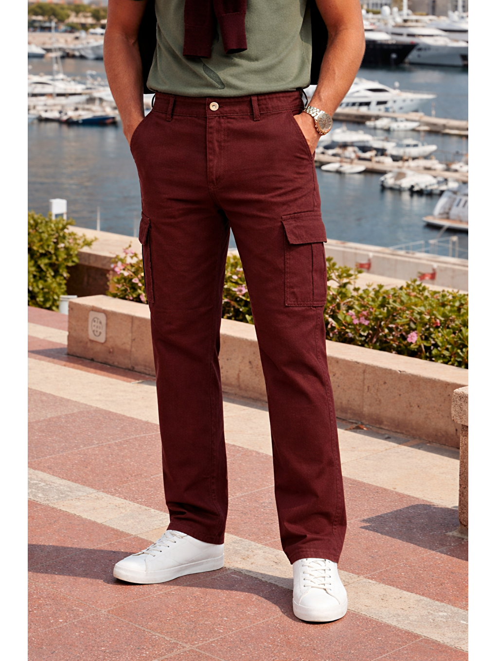 Kahverengi Erkek Relax Fit Kiremit Baggy Kargo Pantolon