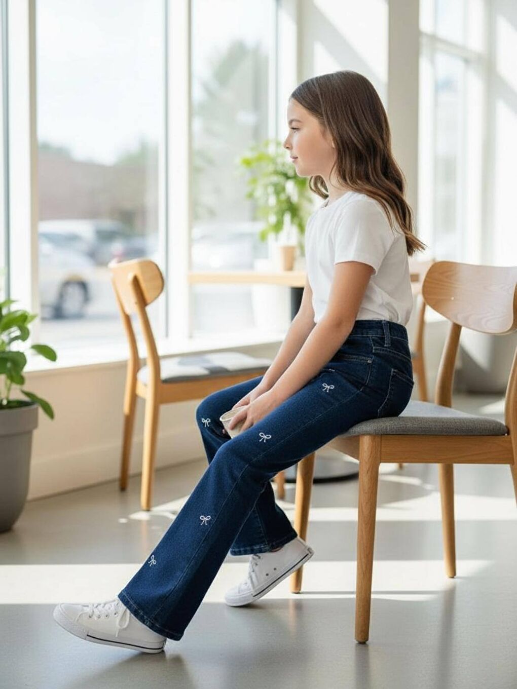 Lacivert Kiz Çoçuk Regular Pamuklu Denim Pantolon Jean-4