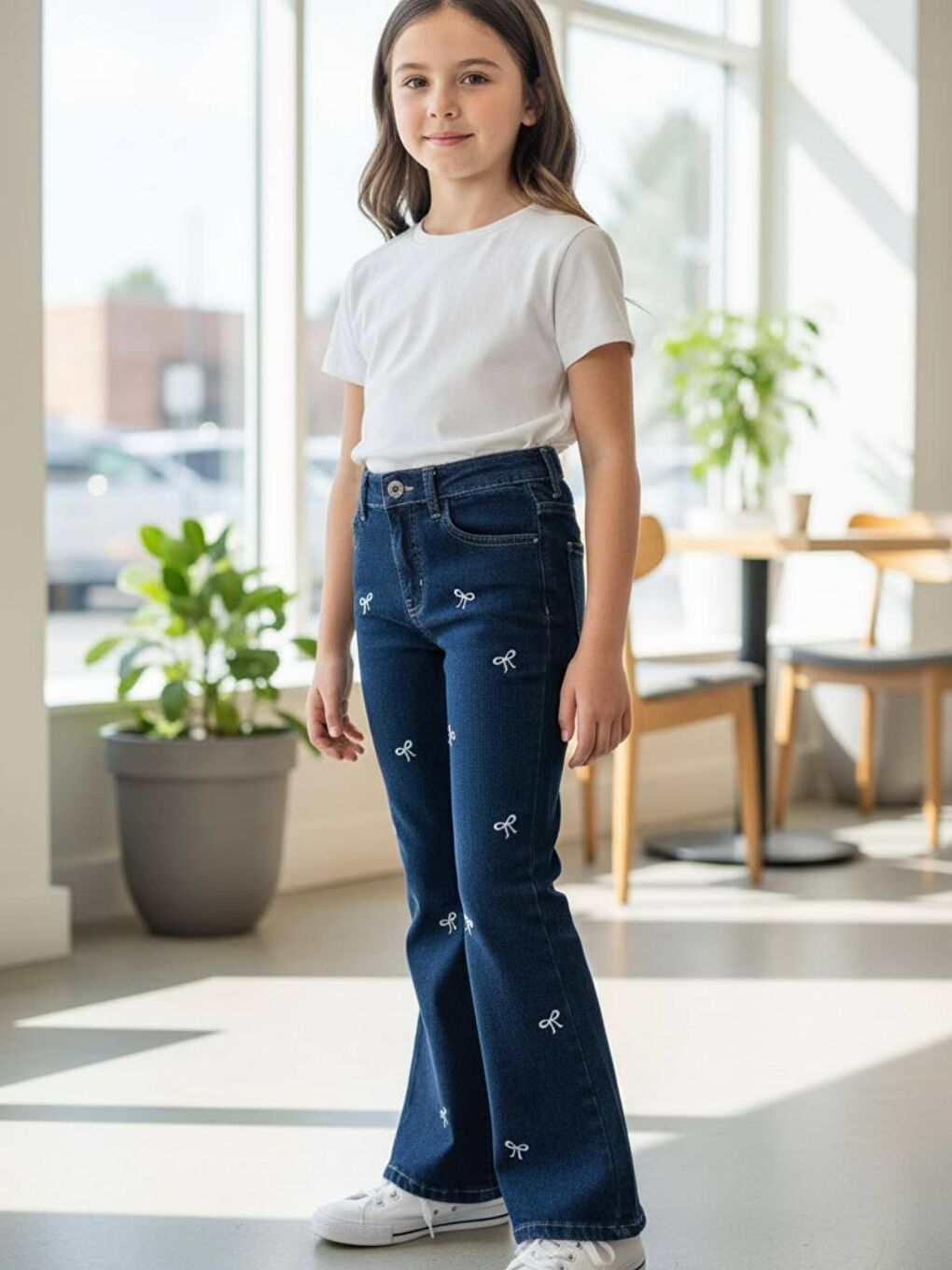 Lacivert Kiz Çoçuk Regular Pamuklu Denim Pantolon Jean-5