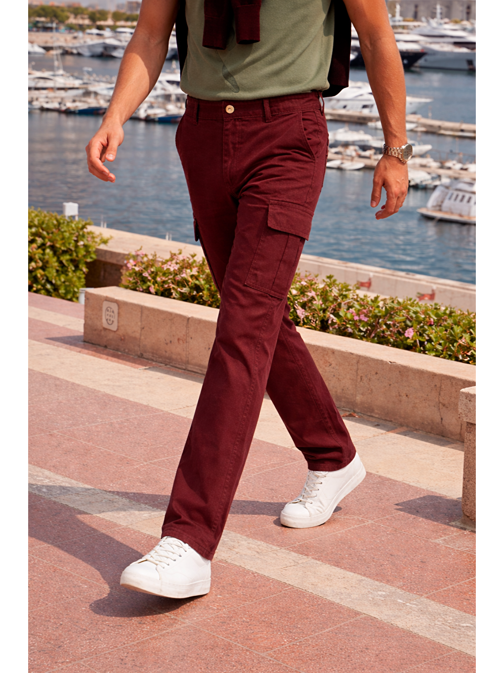 Kahverengi Erkek Relax Fit Kiremit Baggy Kargo Pantolon-1