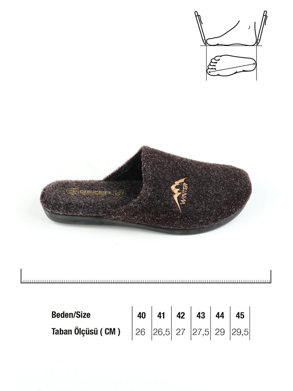 Kahverengi Kışlık Cırtlı Taban Erkek Ev Terlik-1