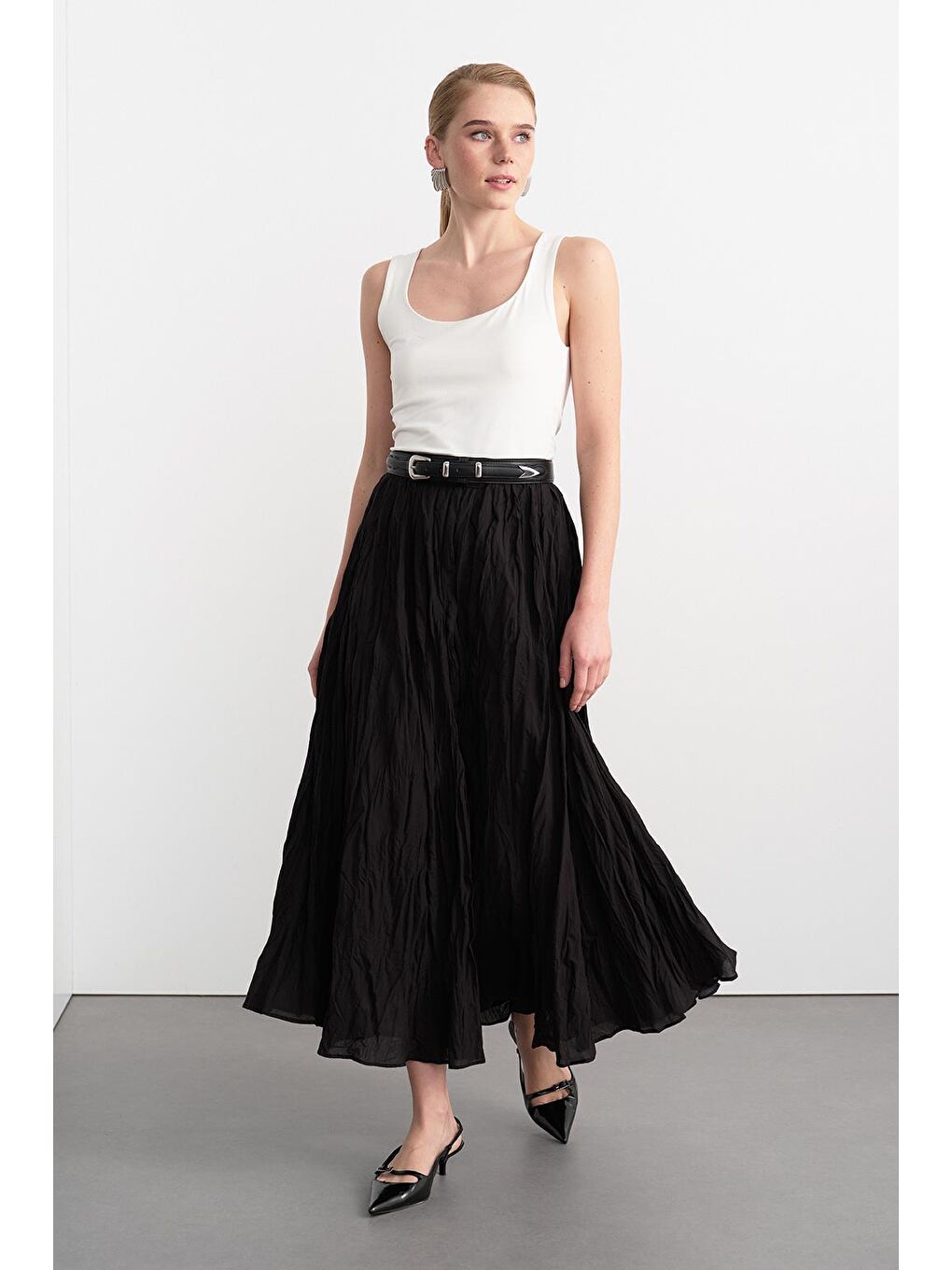 Nora Piliseli Etek Siyah-1