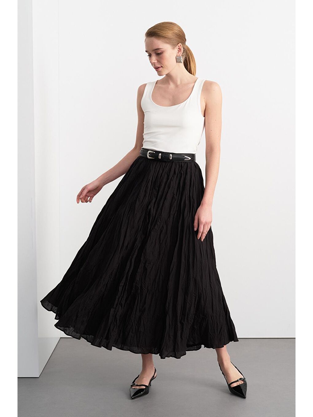Nora Piliseli Etek Siyah-2