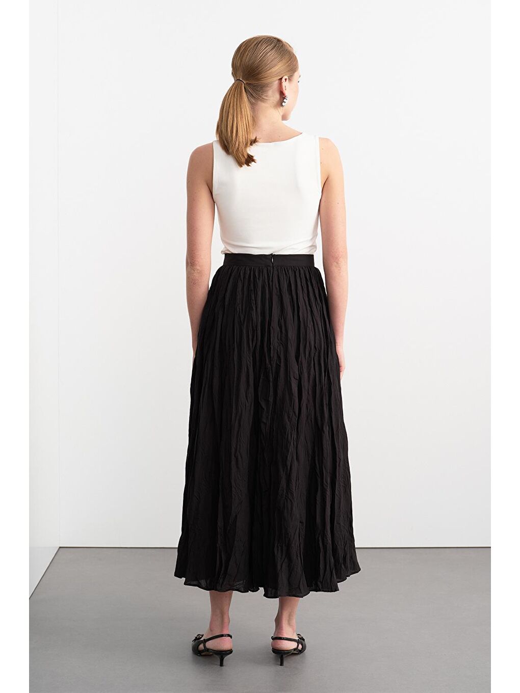 Nora Piliseli Etek Siyah-4