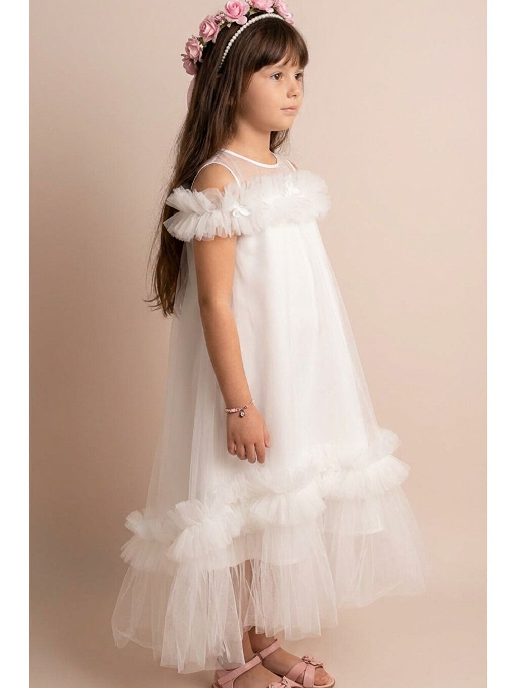 Ekru Kız Çocuk Abiye-1