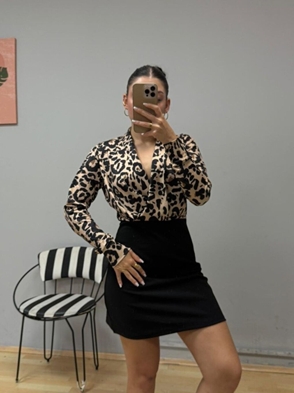 Siyah Kadın Uzun Kollu Kruvaze Yakalı üst Dalgıç Alt Ithal Krep Mini Elbise-2