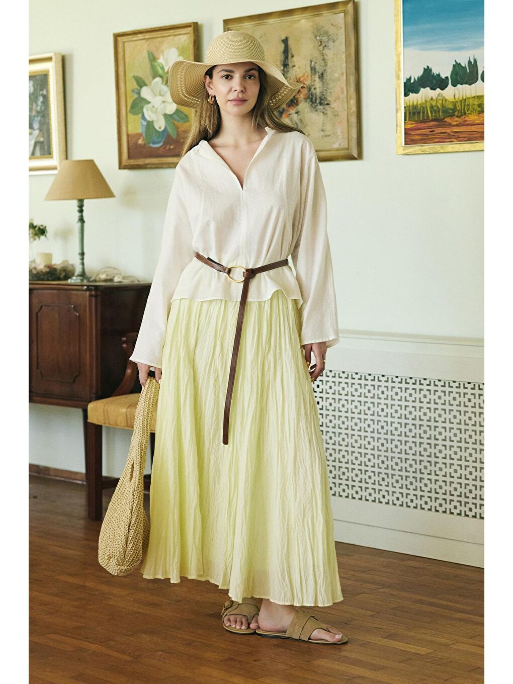 Nora Piliseli Etek Limon Sarısı