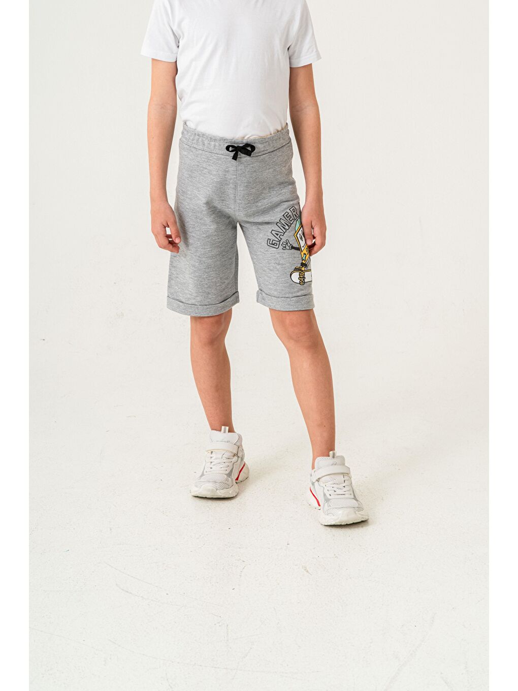 Gri Gamer Club Baskılı  Erkek Çocuk Şort-2
