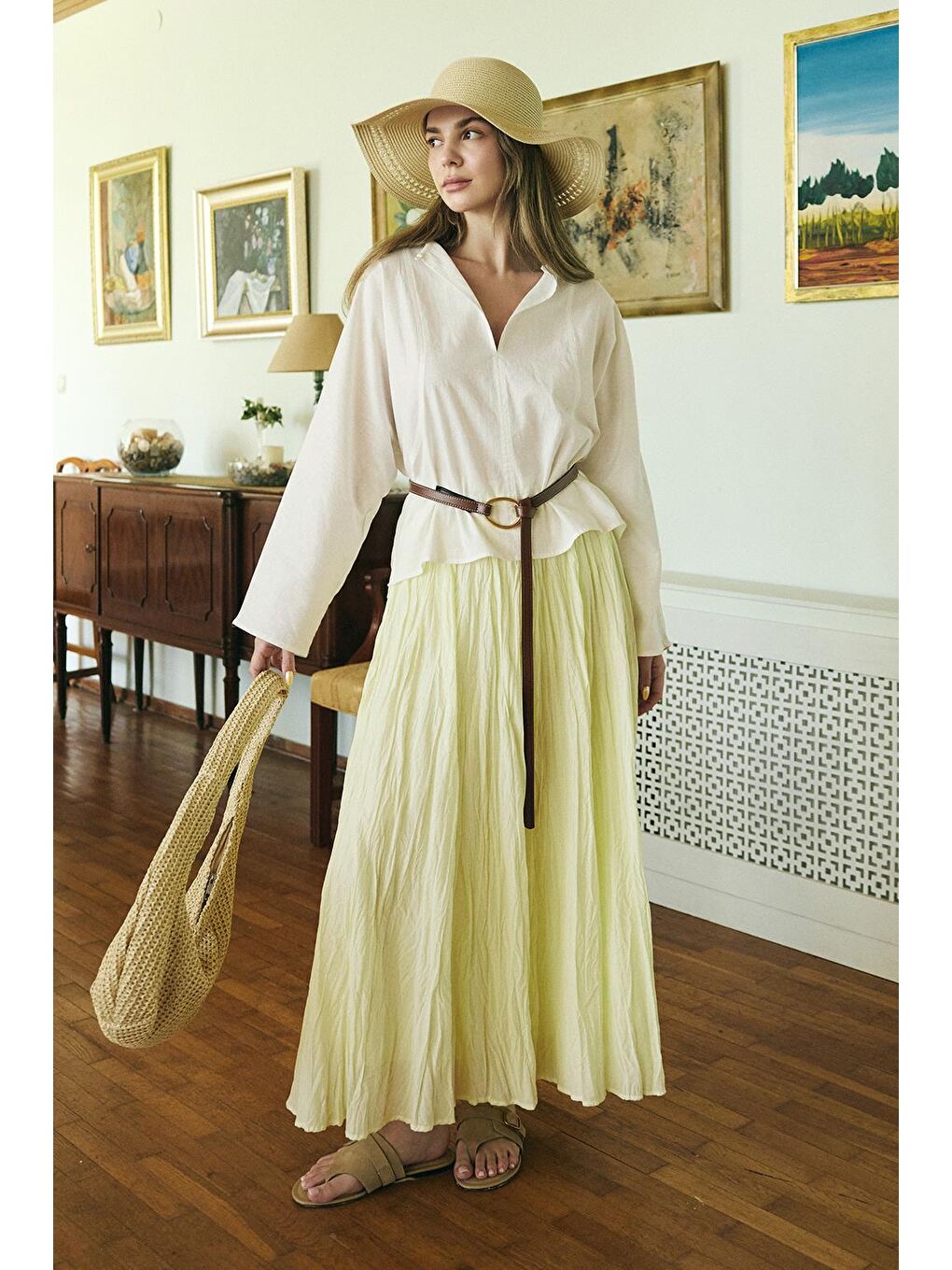 Nora Piliseli Etek Limon Sarısı-2