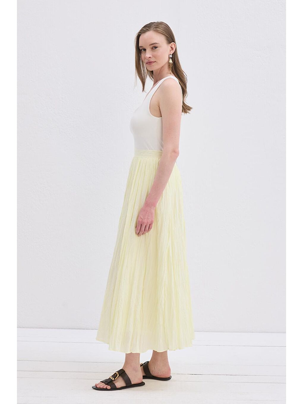 Nora Piliseli Etek Limon Sarısı-6