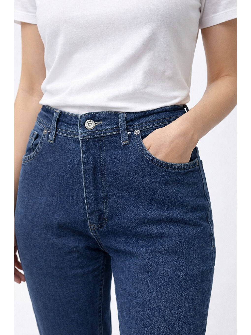 Koyu Lacivert Dar Paça Esnek Jean-2