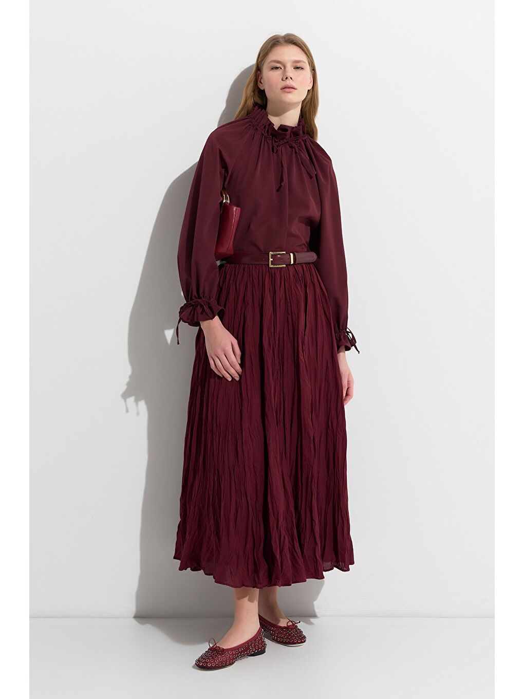 Nora Piliseli Etek Bordo-1