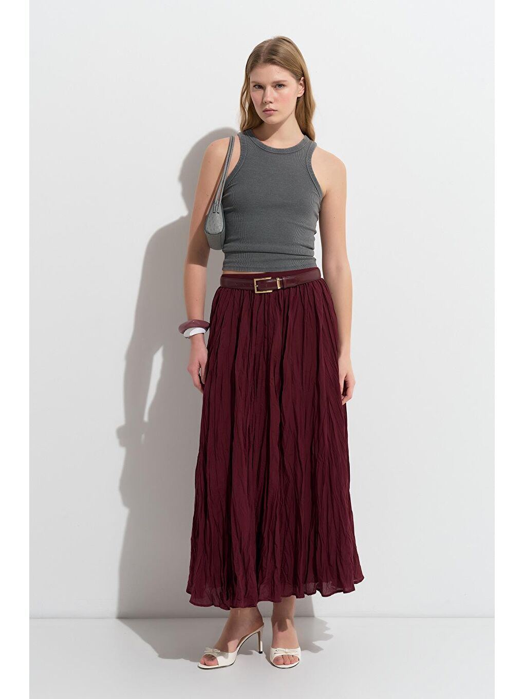 Nora Piliseli Etek Bordo-3