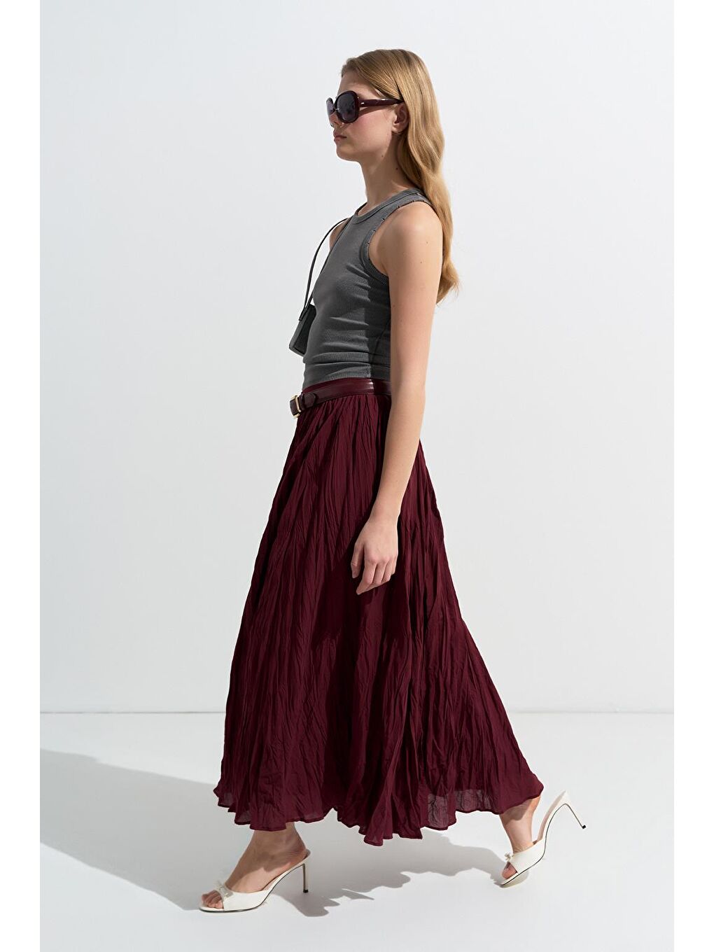 Nora Piliseli Etek Bordo-4