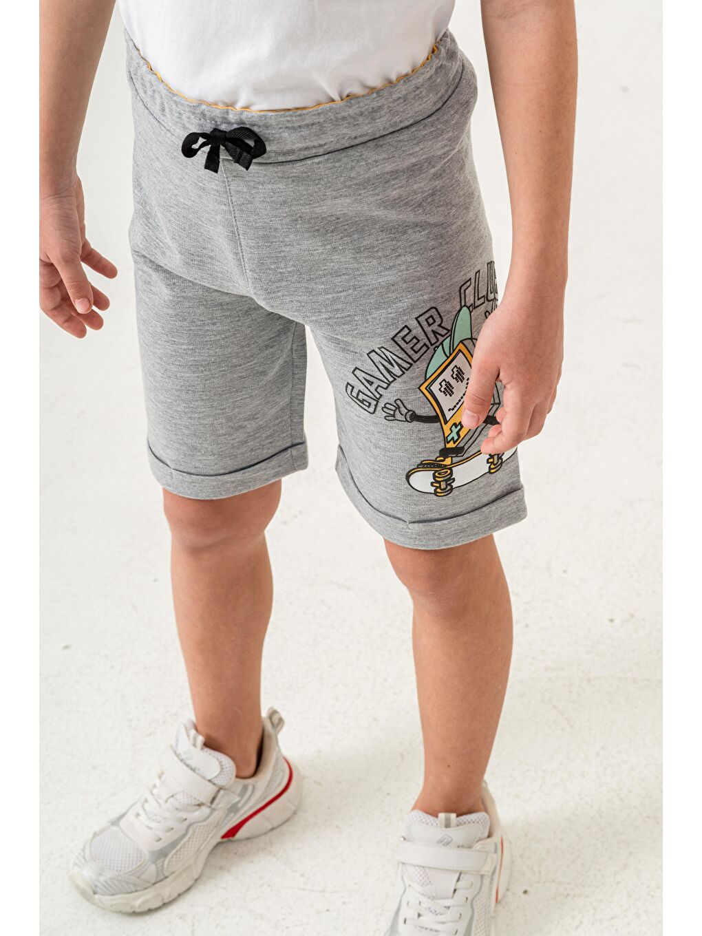 Gri Gamer Club Baskılı  Erkek Çocuk Şort-6