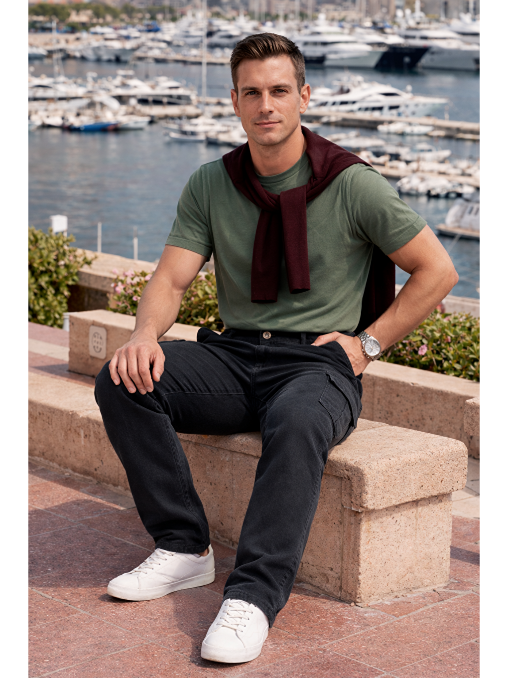 Gri Erkek Relax Fit Füme Baggy Kargo Pantolon-4