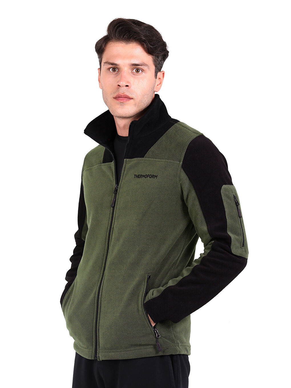 Haki Evo Pro Erkek Polar Fermuarlı Sweatshirt-1