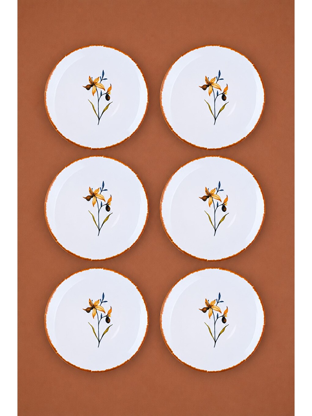 Karışık Porselen Azelya Pasta Tabağı 19,50cm ALY4 6 Kişilik 6 Parça