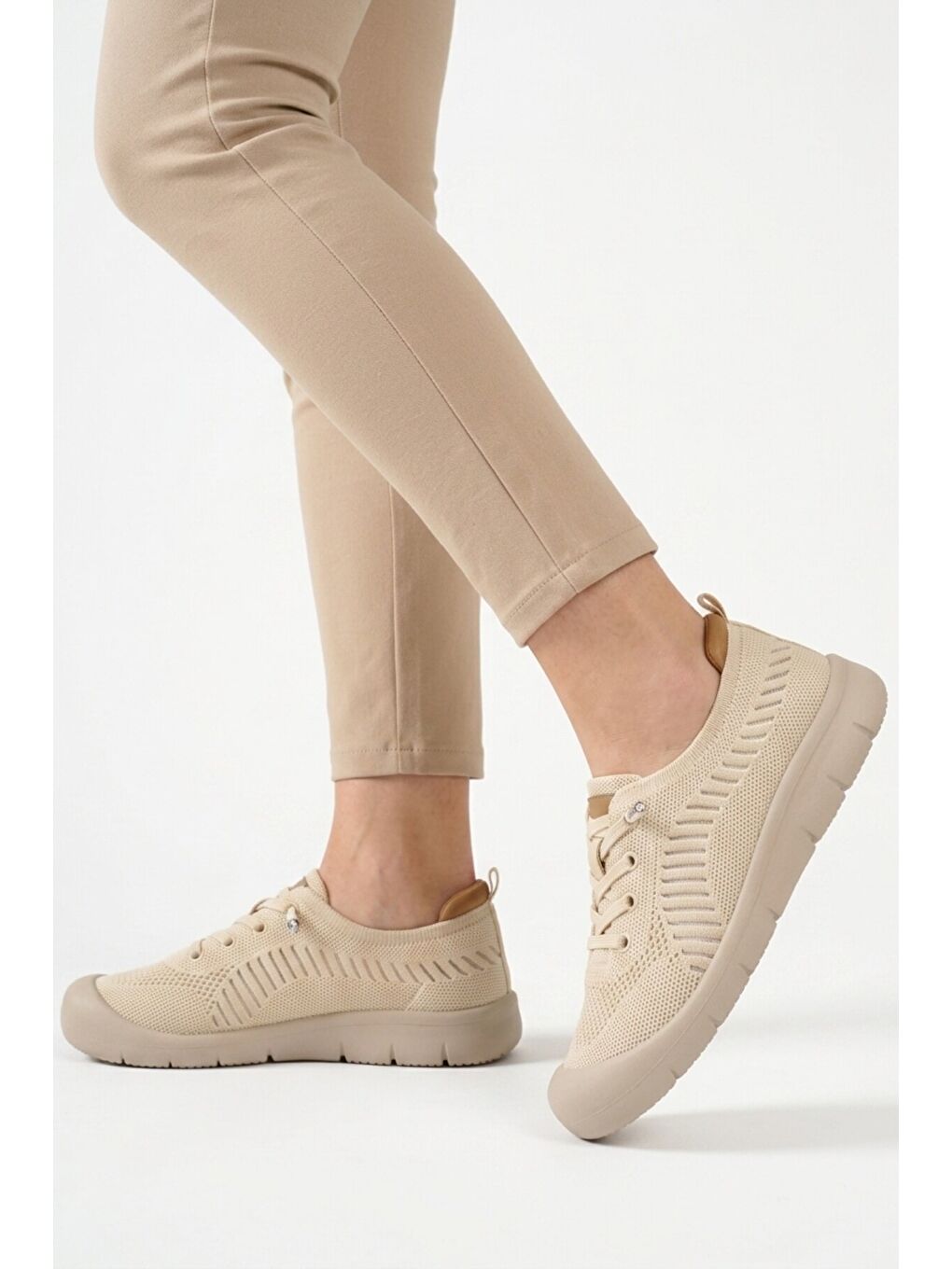 Bej Anorak Örme Anatomik Kadın Casual Ayakkabı B667 Z-1