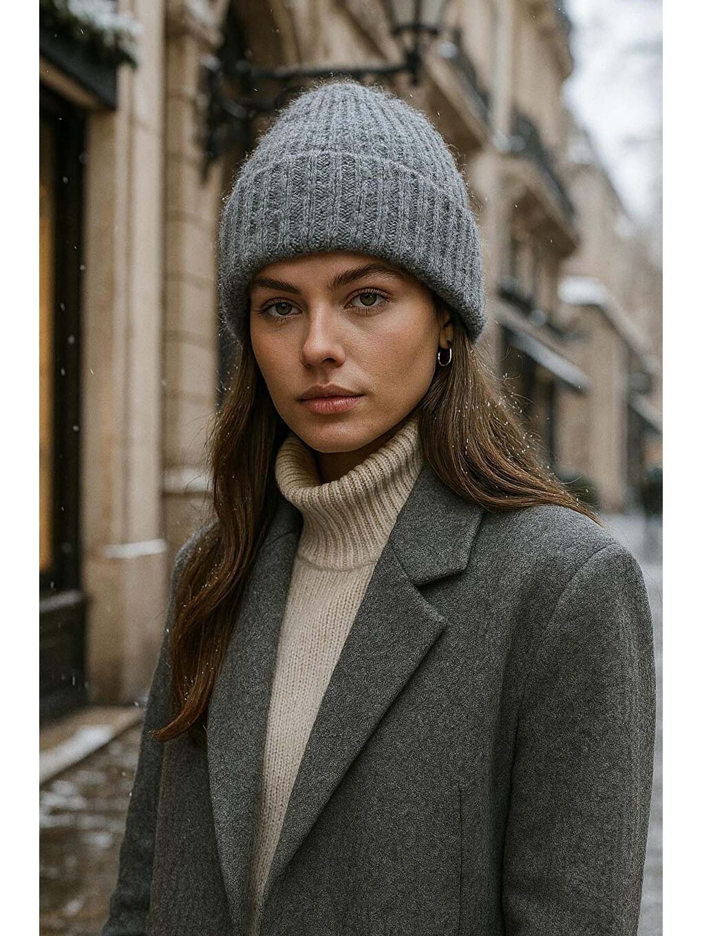 Kadın Yünlü Bere RKŞ-1141 Antrasit-3