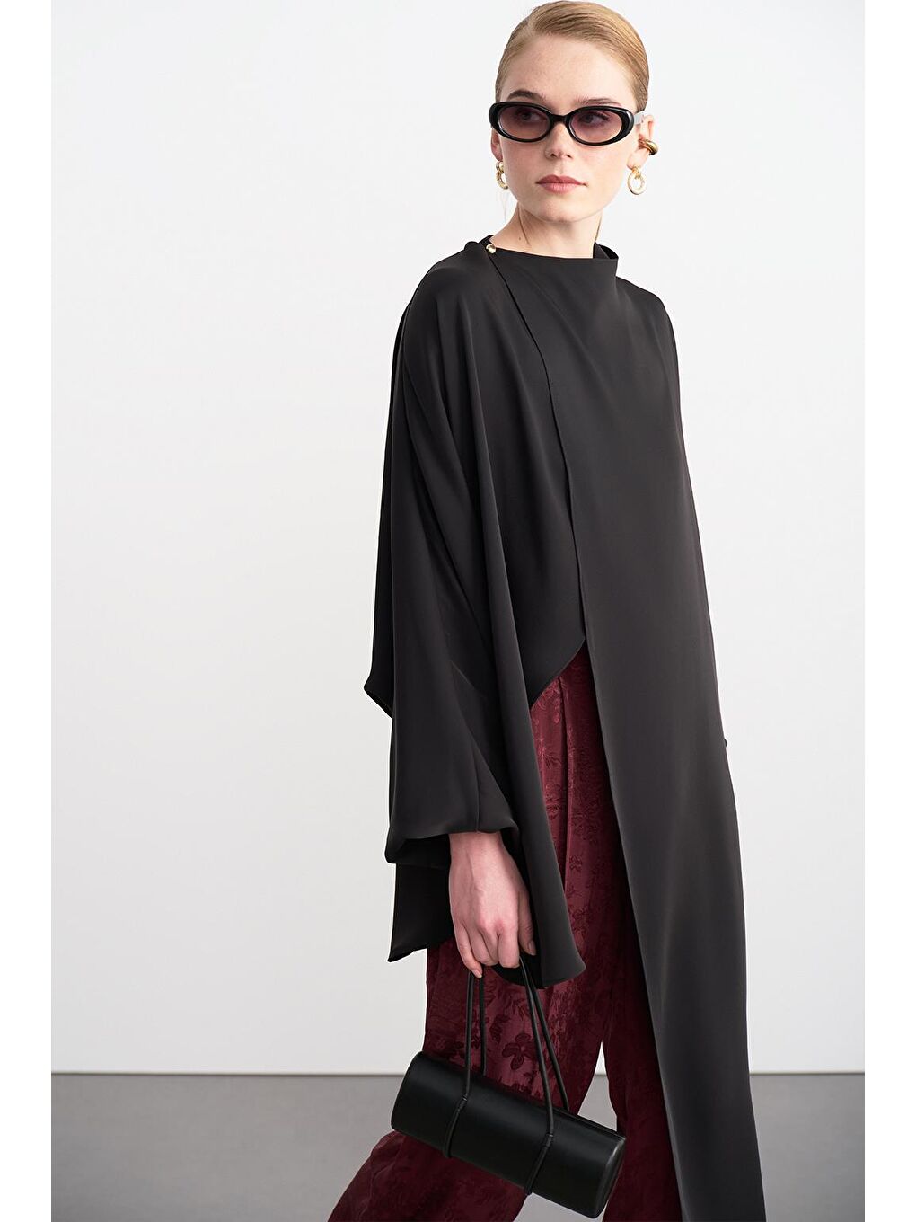 Olden Parçalı Uzun Tunik Siyah-1