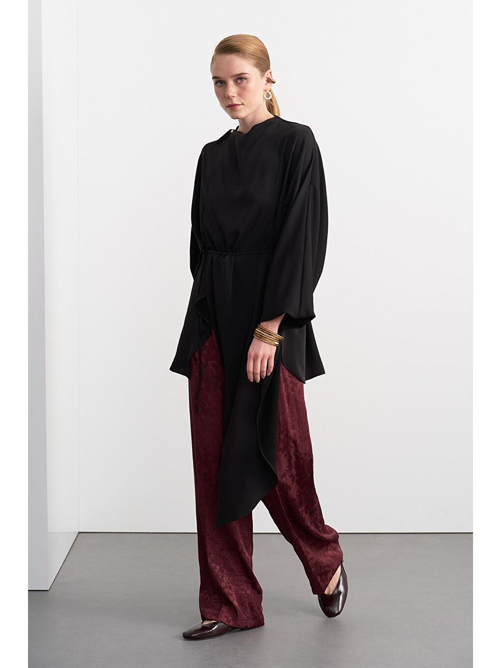 Olden Parçalı Uzun Tunik Siyah-2