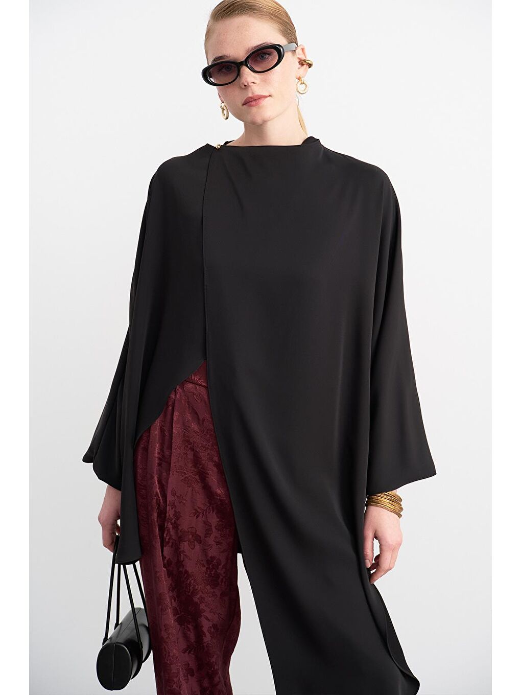 Olden Parçalı Uzun Tunik Siyah-3