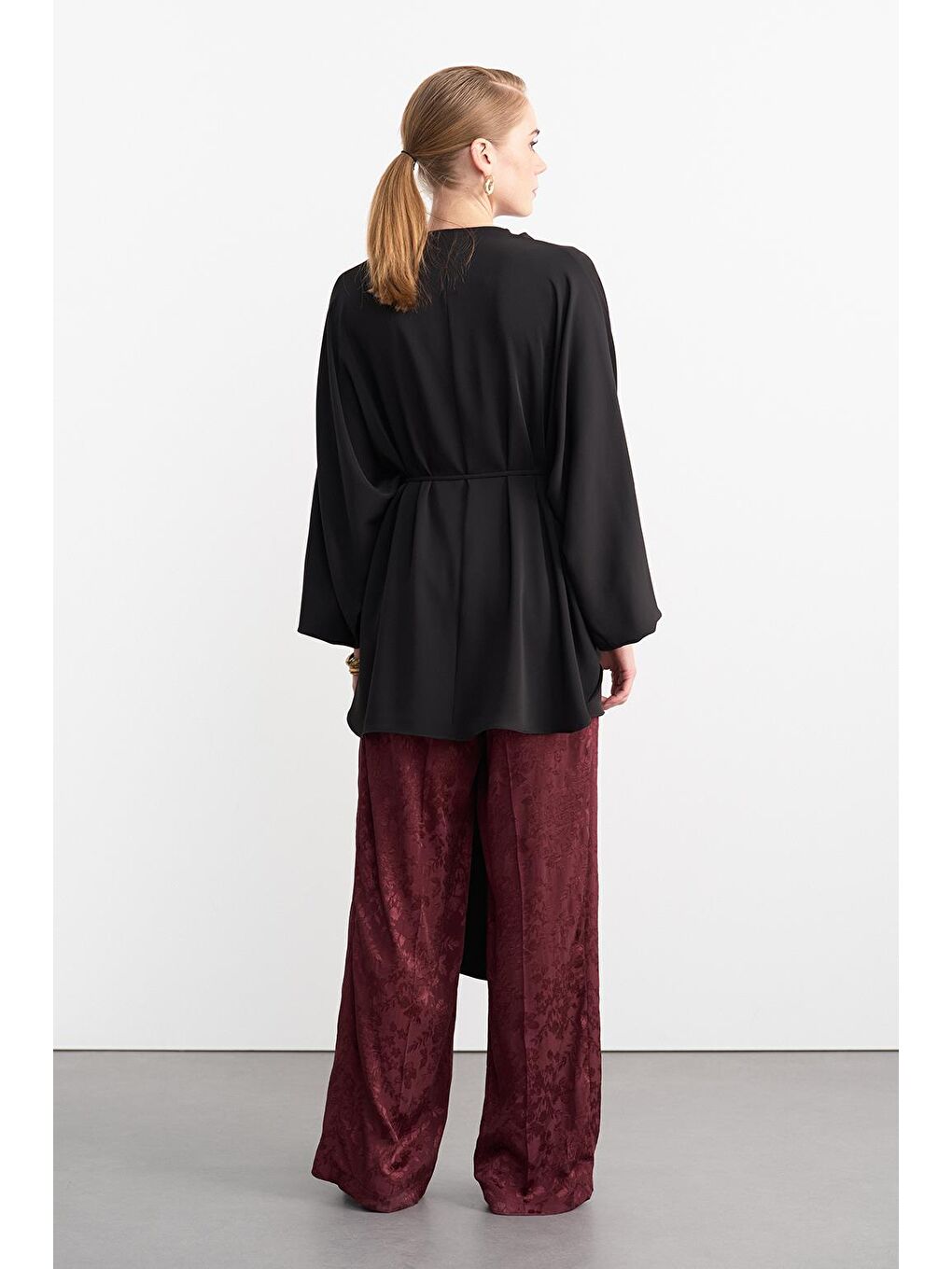 Olden Parçalı Uzun Tunik Siyah-4