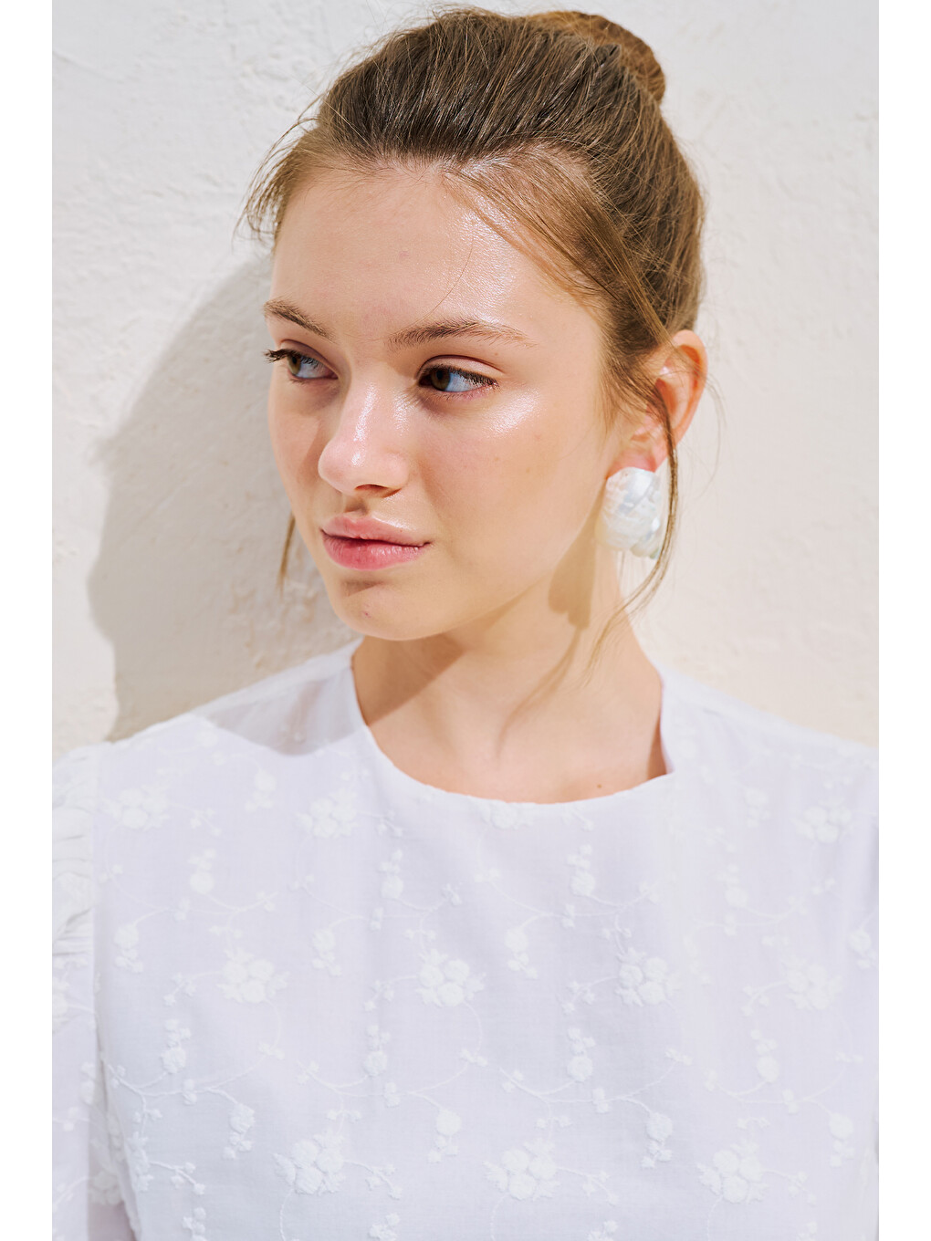 Nakışlı Polina Bağlamalı Elbise Ekru-6