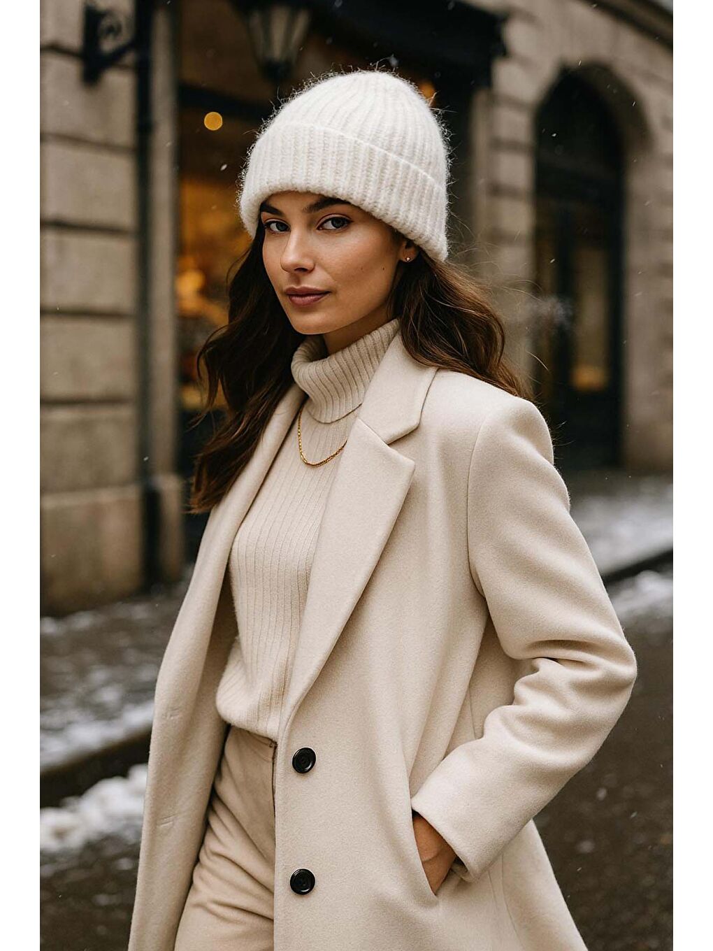 Kadın Yünlü Bere RKŞ-1141 Beyaz-2