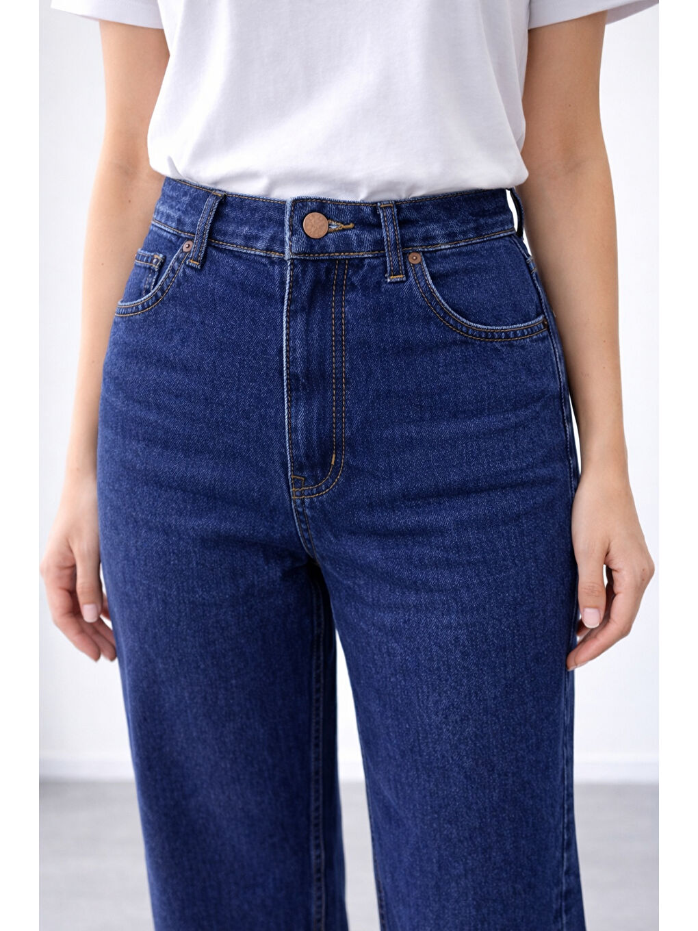 Lacivert Wide Leg Geniş Kalıp Jean-2