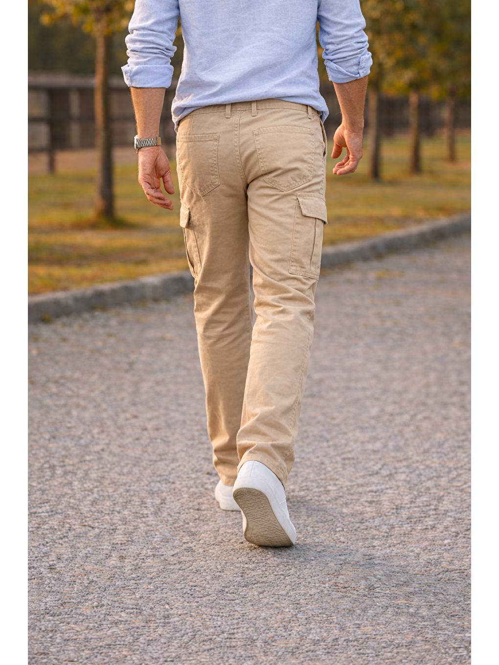 Bej Erkek Premium Comfort Taş Kargo Baggy Pantolon-5