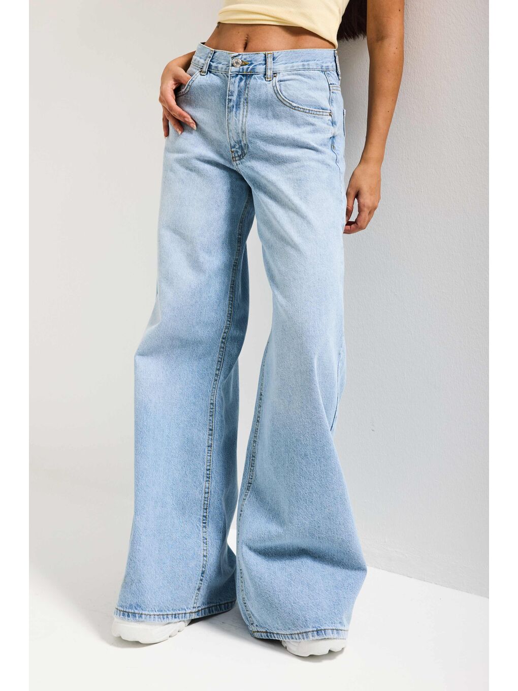 Kadın Açık Mavi Hera 4s6-3 Palazzo Fit %100 Pamuk Denim Jean