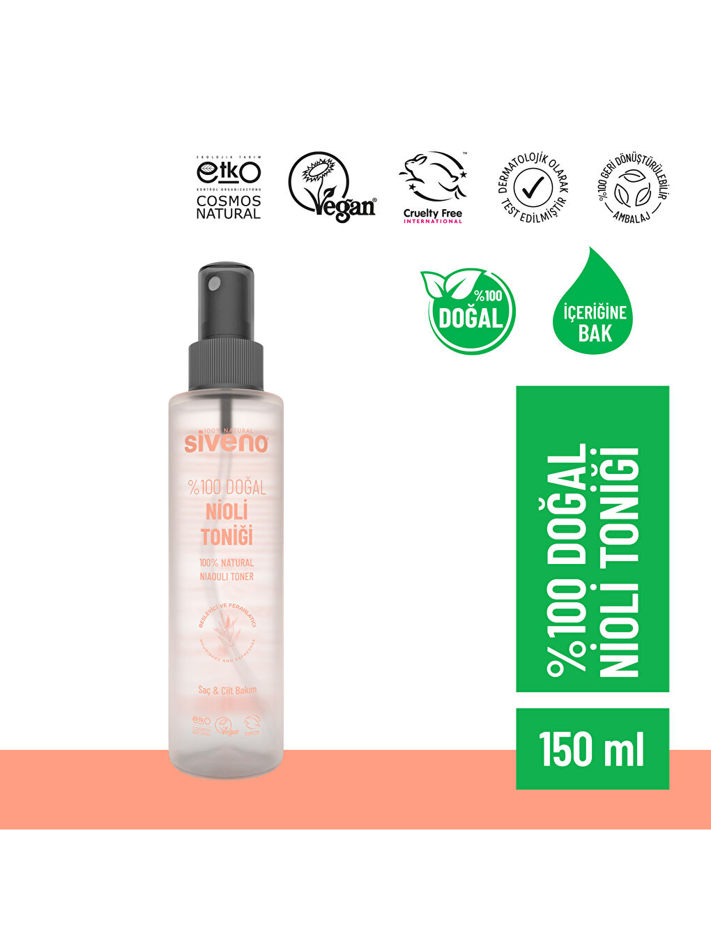%100 Doğal Nioli Suyu Jeani Koku Önleyici Arındırıcı Ferahlatıcı Hassas Bölge Toniği 150 ml
