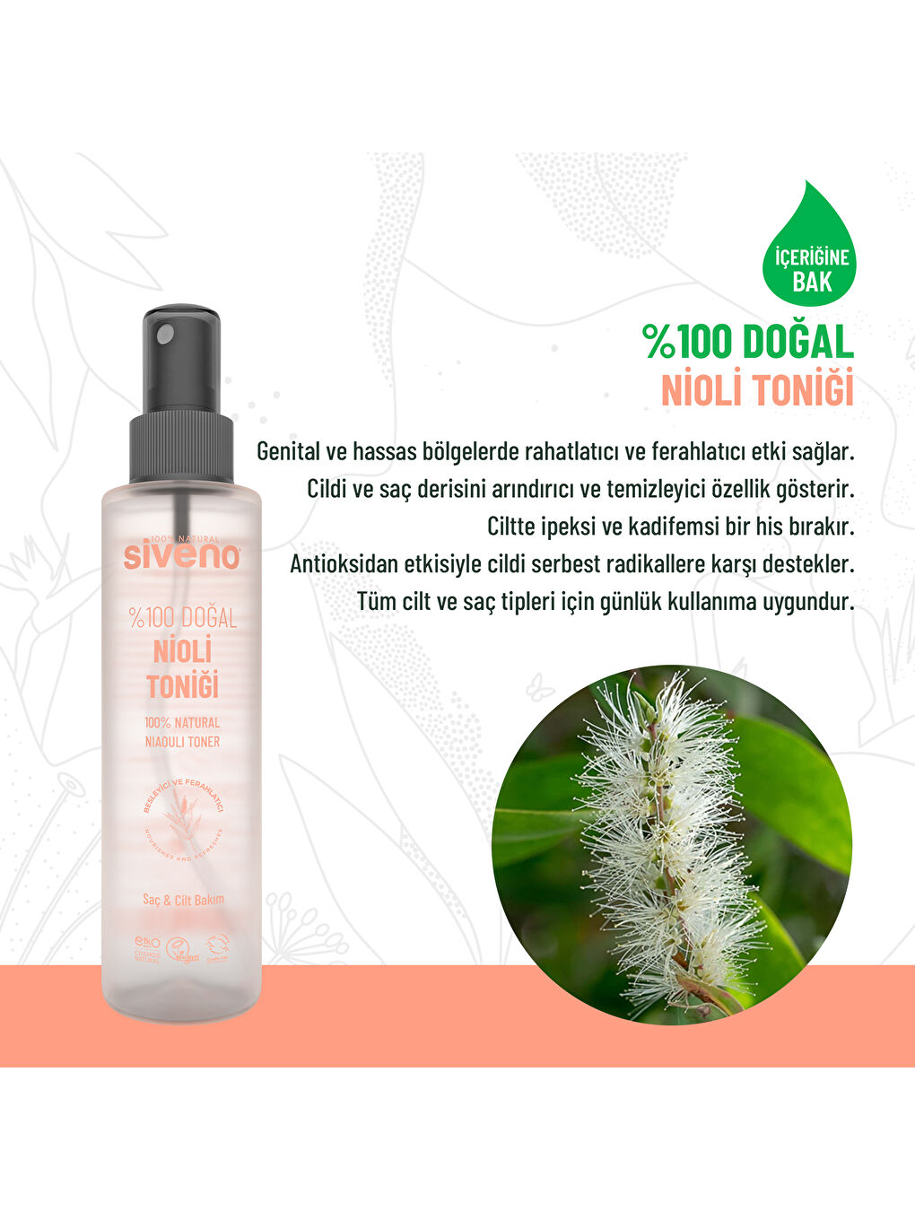 %100 Doğal Nioli Suyu Jeani Koku Önleyici Arındırıcı Ferahlatıcı Hassas Bölge Toniği 150 ml-1