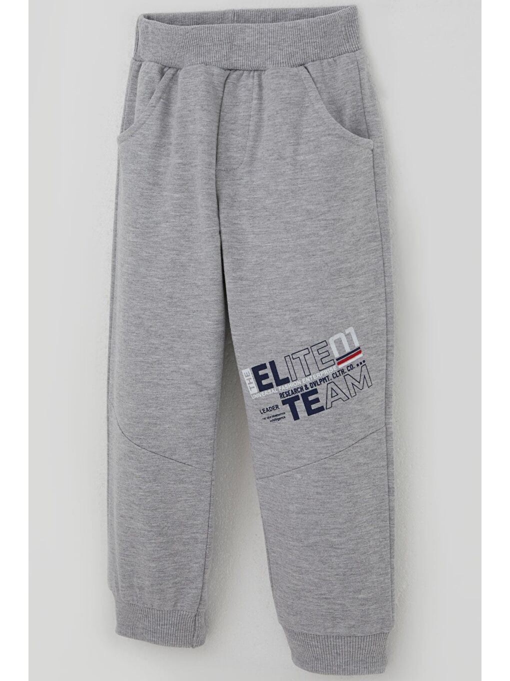 Erkek Çocuk Eşofman Takımı Yazı Baskılı Kolları Renk Bloklu Gri Melanj (3-6 Yaş)-6